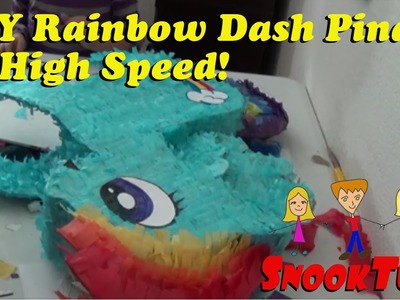 Homemade DIY Rainbow Dash Pinata at high speed