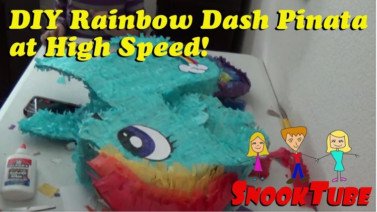 Homemade DIY Rainbow Dash Pinata at high speed