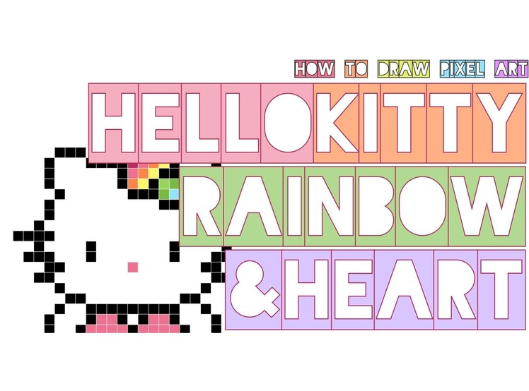 How to draw hello kitty with heart & rainbow bow kawaii cute doodle sanrio | pixel art perler beads