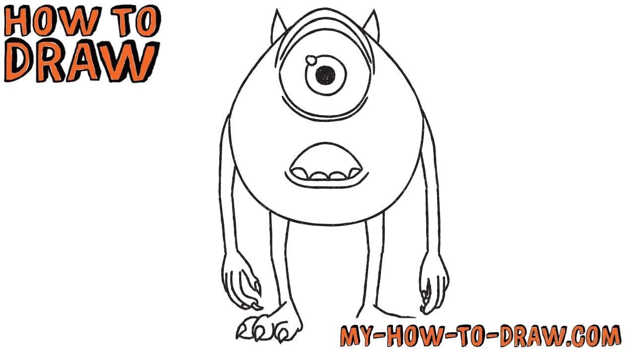 How to draw Mike Wazowski Disney Pixar Monsters Easy stepbystep