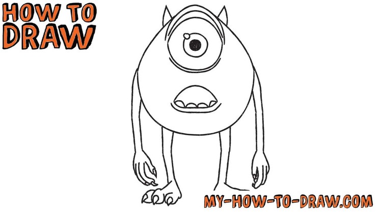 How to draw Mike Wazowski -Disney Pixar Monsters - Easy step-by-step drawing tutorial