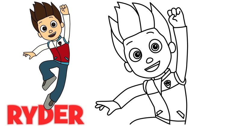 How to draw Ryder Paw Patrol characters step by step easy drawing for kids