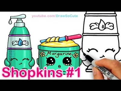 How to Draw Shopkins La'Lotion and Margarina Cute and Easy step by step
