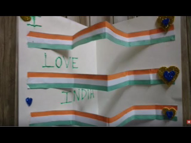 I Love India(Tricolour Flag) Popup Card Making With Paper Quilling For Kids