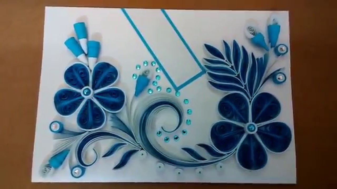 Paper quilling greeting card Blue, My Crafts and DIY Projects