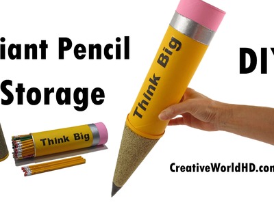 DIY: How to Make Giant Pencil.Storage. Room Decor Tutorial by Creative World