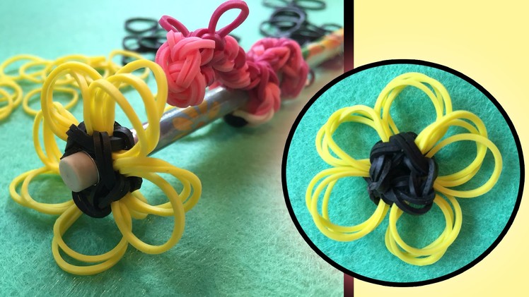Easy Rainbow Loom Band Charms | Flower Pencil Topper | LOOMLESS