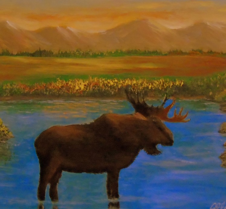 How to draw and paint a moose with acrylic paint, Lesson 5, wildlife paintings
