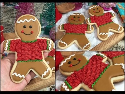 Christmas Gingerbread Man With Knit Sweater Cookie(How To)