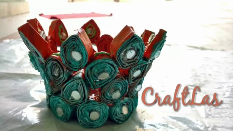 DIY Recycled Newspaper Basket Making Idea - Newspaper Craft
