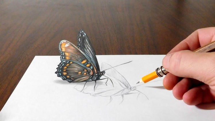 Drawing a Butterfly - Cool 3D Trick Art on Paper