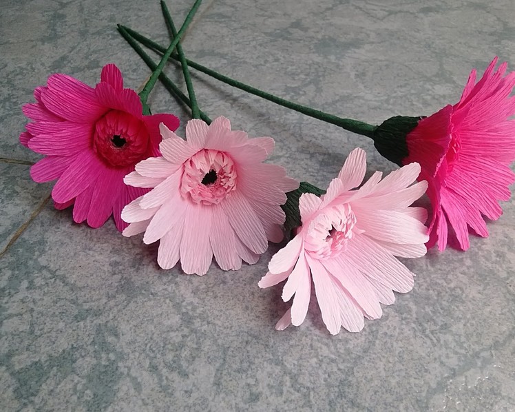 Gerbera paper flower - Làm hoa đồng tiền giấy nhún