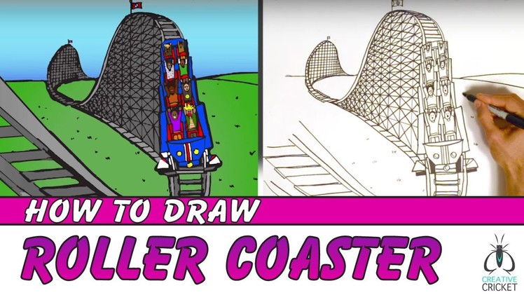 How to Draw a Roller Coaster Step by Step - Easy Art Lesson