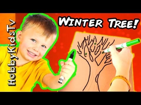 How to Draw a Winter Apple Tree! HobbyBear Helps Color w.HobbyMom HobbyKidsTV