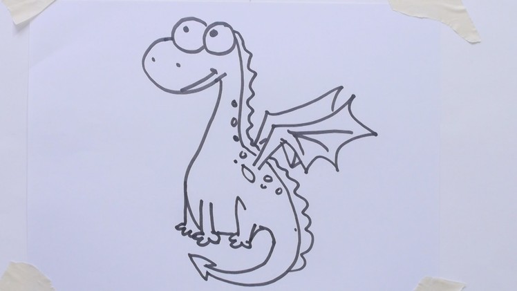 How to draw cartoon dino dragon