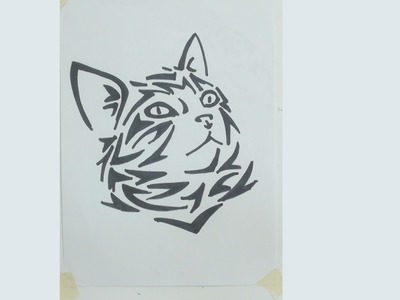 How to draw cat tribal tattoo