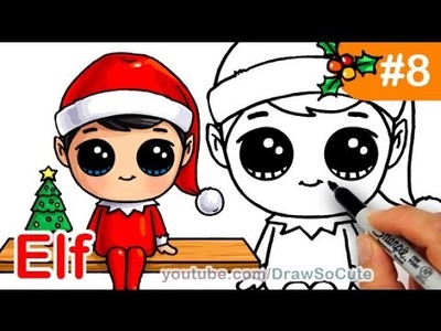 How to Draw Elf on the Shelf Cute step by step Christmas Holiday Characters
