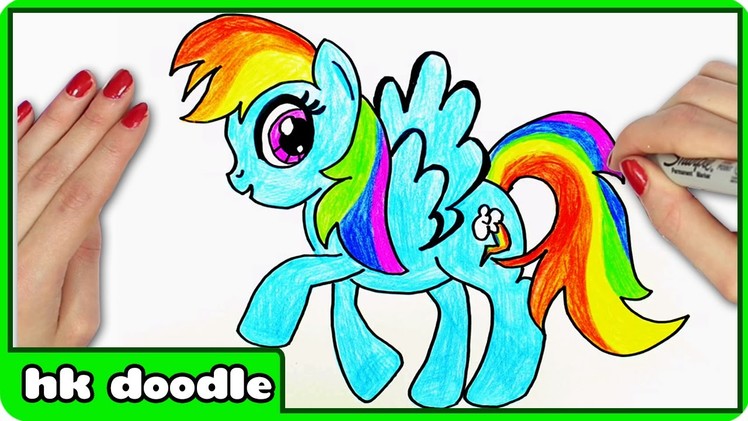 How To Draw Rainbow Dash from My Little Pony Step By Step Drawing Tutorial by HooplaKidzDoodle