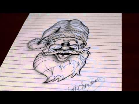 How to draw santa claus 3d art optical illusion easy line on paper trick realistic drawing