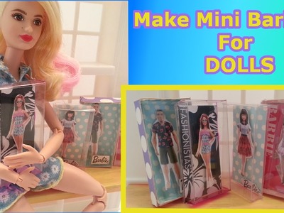 How to Make BOXED BARBIE DOLLS FOR DOLLS tutorial-Doll Crafts for Barbie, Monster High, Frozen, EAH