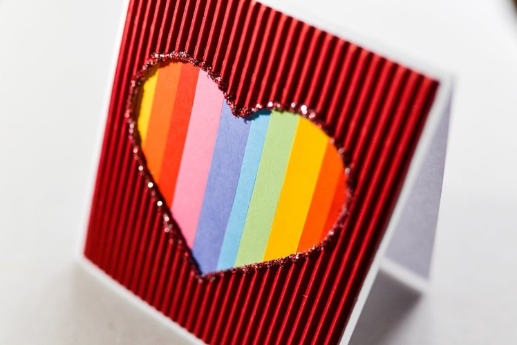 How to Make - Valentine's Day Card Rainbow Heart Greeting Card - Step by Step | Kartka Na Walentynki