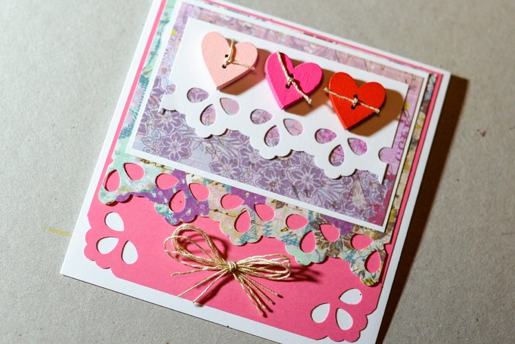 How to Make - Valentine's Day Card Greeting Card - Step by Step | Kartka Na Walentynki Serduszka