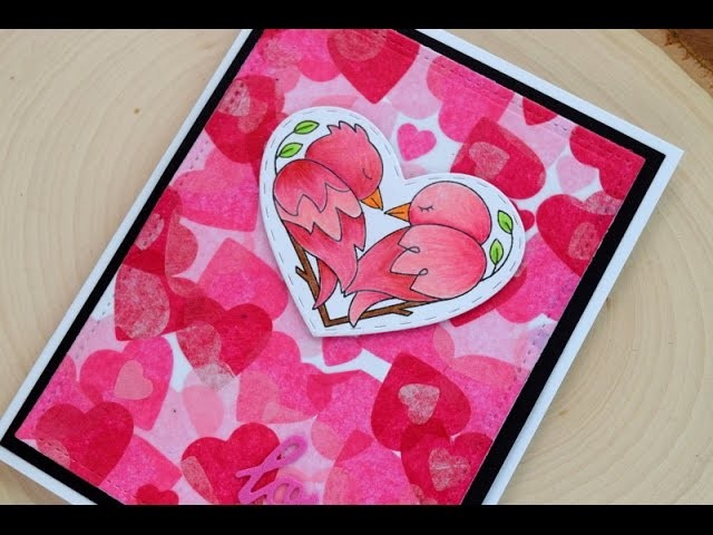 Valentine Card Series 2015 Die Cut Tissue Paper Background with Newton's Nook