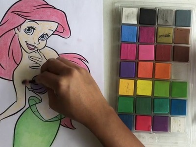 Chalk Coloring Book : DIY Color The Little Mermaid-Ariel with Chalk