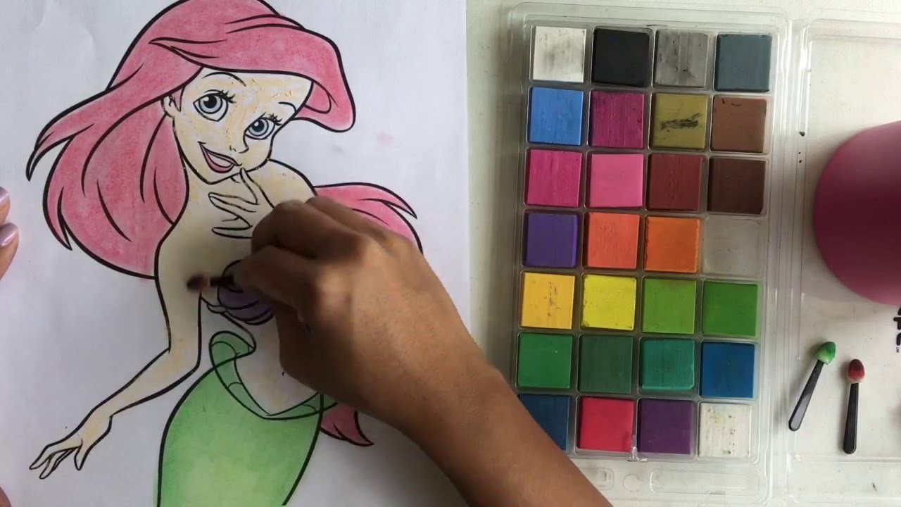 Chalk Coloring Book DIY Color The Little MermaidAriel with Chalk