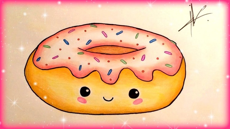 How to draw a kawaii donut easily