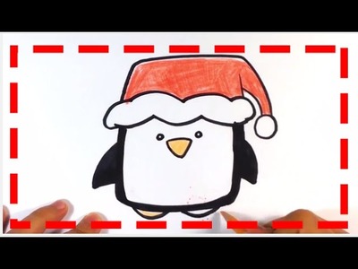 How to Draw Cute Penguin - Christmas Drawings