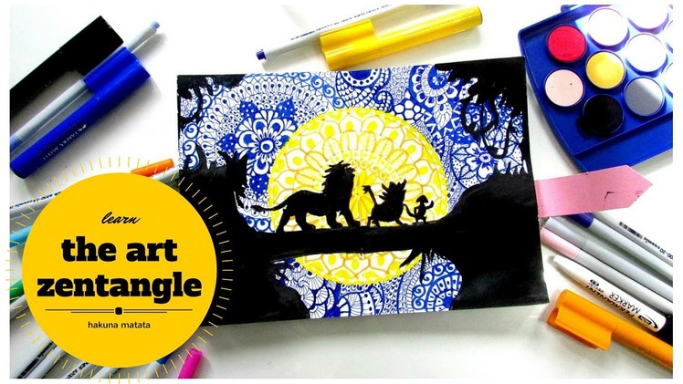 How to draw Zentangles in Silhouette Art. HAKUNA MATATA.