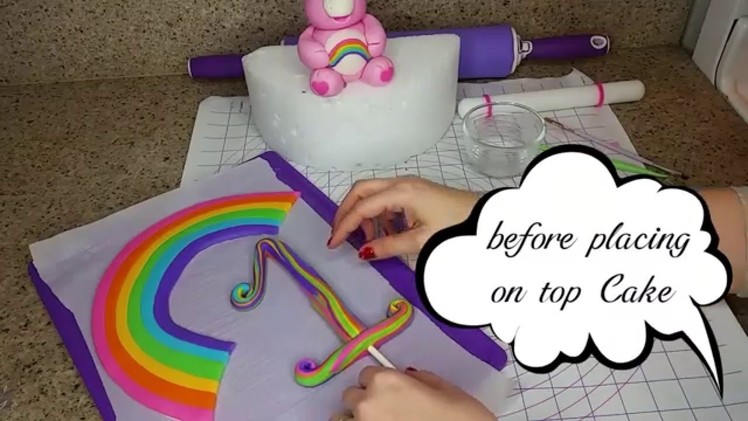 How to make a nummber fondant rainbow cake topper