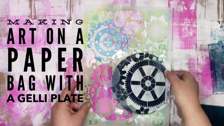 Making art on a paper bag with a Gelli Plate® for Let's Play!
