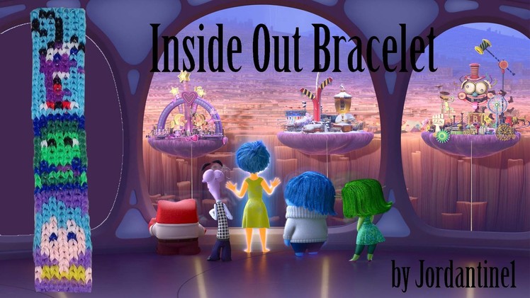 New Disney Inside Out Bracelet - Alpha. Rainbow Loom - Fear, Disgust, Joy - Grid Pattern