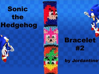 New Sonic the Hedgehog 2 Bracelet - Rainbow. Alpha Loom - Knuckles, Amy Rose, Jet - Grid Pattern