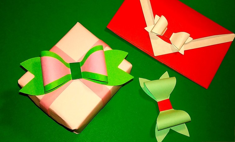 Quick paper bow. WITHOUT ribbon or wrapping paper! Gift box and envelope decorating