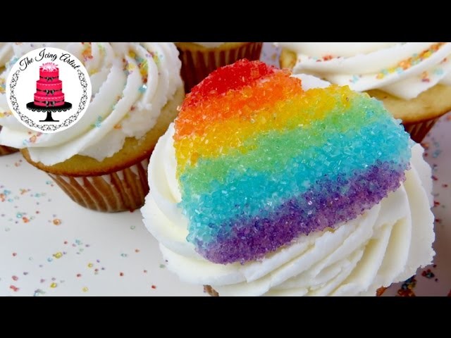 Simple Rainbow Chocolate Heart Valentines Cupcake - How To With The Icing Artist