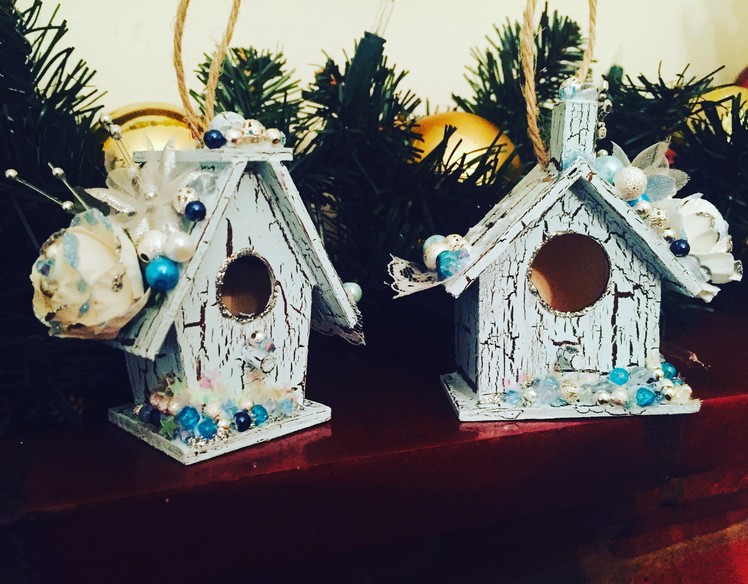 Altered Bird House Christmas Decoration