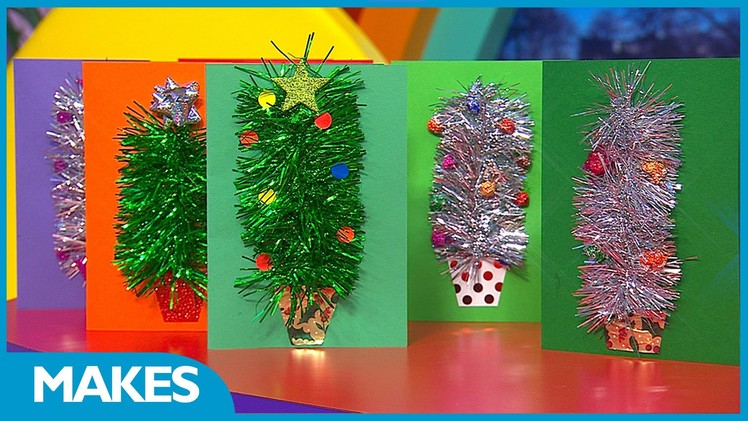 CBeebies Presenter Christmas Make: Tinsel Tree Card