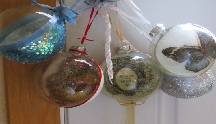 Decoupage Tutorial Christmas Balls with Glitter