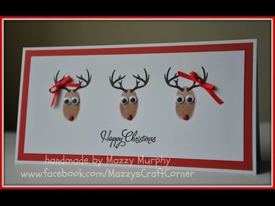 Quick and easy finger-print reindeer Christmas card