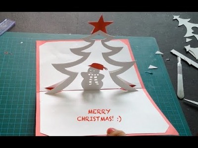 Snowman and Christmas Tree Pop Up Card, Kirigami Tutorial