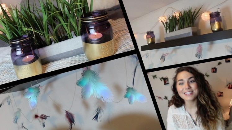 DIY Boho Room Decor! | Feather garland & gold mason jars
