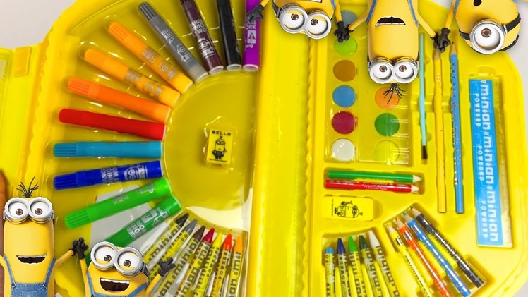 Minions Pencil and Paint Set ★ Drawing a Minion DIY ★ Coloring Set Minions Toy Video