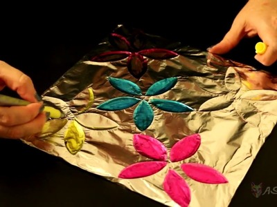 ASMR Craft | Foil Flower Art (coloring, sharpies, foil crinkling) | Silent No Talking