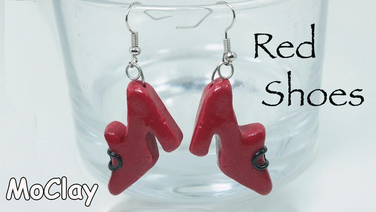 DIY Red earrings shoes - Polymer clay tutorial