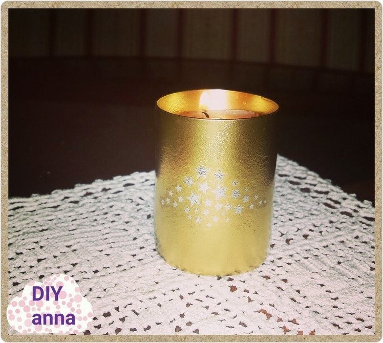 Gold spray glass candle holder DIY craft ideas tutorial. URADI SAM