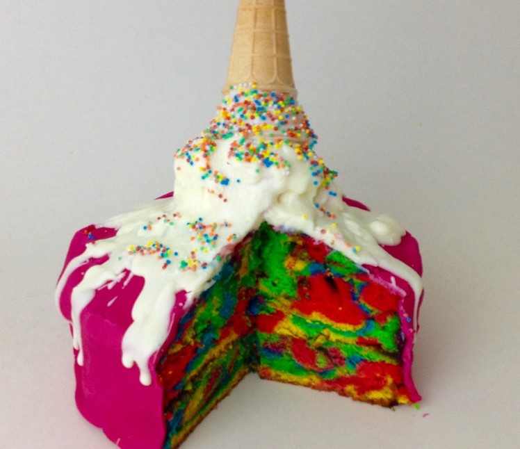Melted Ice Cream Rainbow Cake