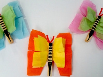 Tissue Paper Butterflies - Easy Spring Craft for Kids